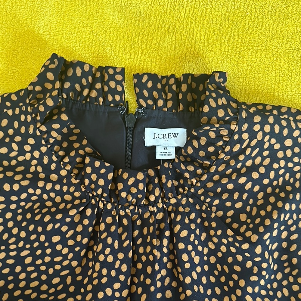 J.Crew Black and Tan Polka Dot Blouse
